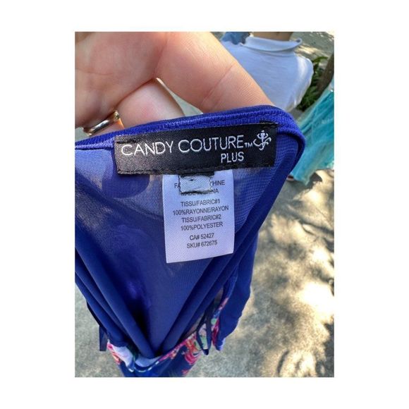 Vintage 90s Candy Couture Plus Floral Top Dolman Drop Shoulder Short Sleeve 4X - Picture 7 of 7